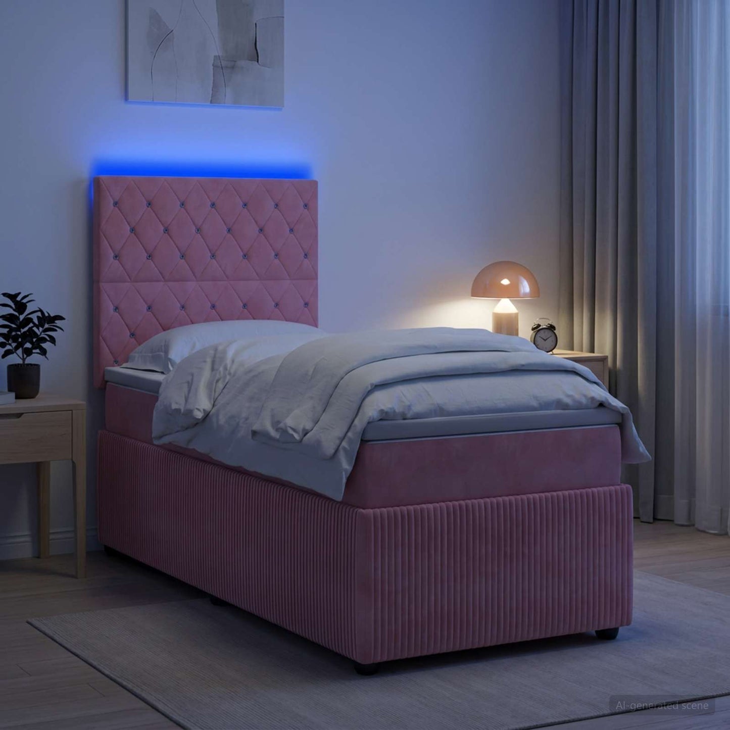 LED Boxspring Bed met Matras Roze 80 x 200 cm Fluweel