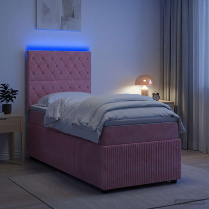 LED Boxspring Bed met Matras Roze 80 x 200 cm Fluweel
