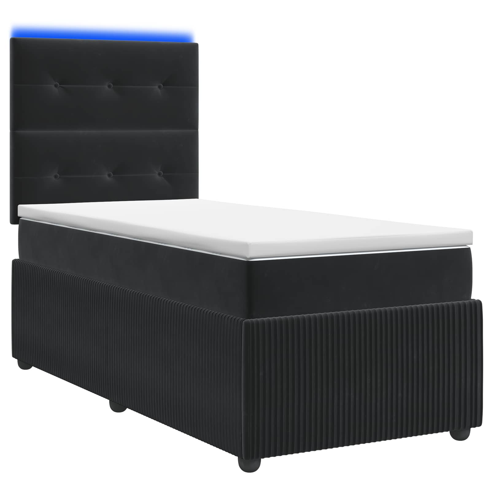 LED Boxspring Bed met Matras Zwart 80 x 200 cm Fluweel