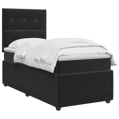 LED Boxspring Bed met Matras Zwart 80 x 200 cm Fluweel