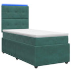 Boxspring bed 80x200 cm donkergroen fluweel LED