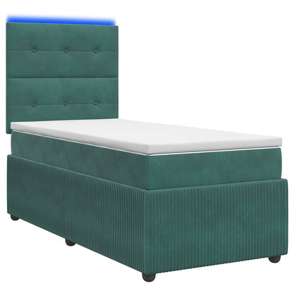 LED Boxspring Bed met Matras Donkergroen 80 x 200 cm Fluweel