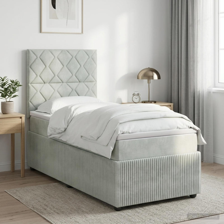 LED Boxspring Bed met Matras Lichtgrijs 80 x 200 cm Fluweel
