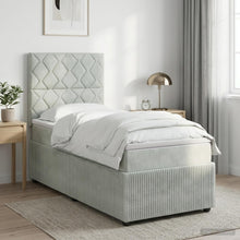 LED Boxspring Bed met Matras Lichtgrijs 100 x 200 cm Fluweel