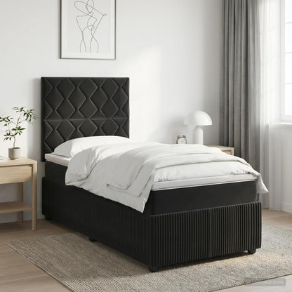 LED Boxspring Bed met Matras Zwart 80 x 200 cm Fluweel