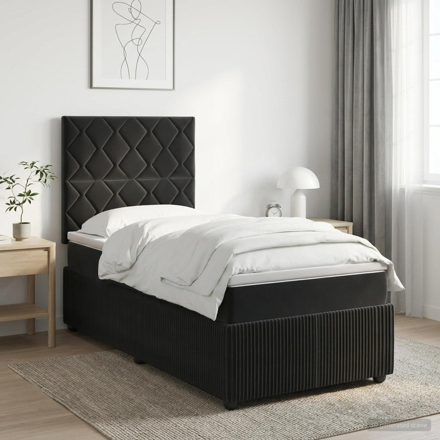 LED Boxspring Bed met Matras Zwart 80 x 200 cm Fluweel