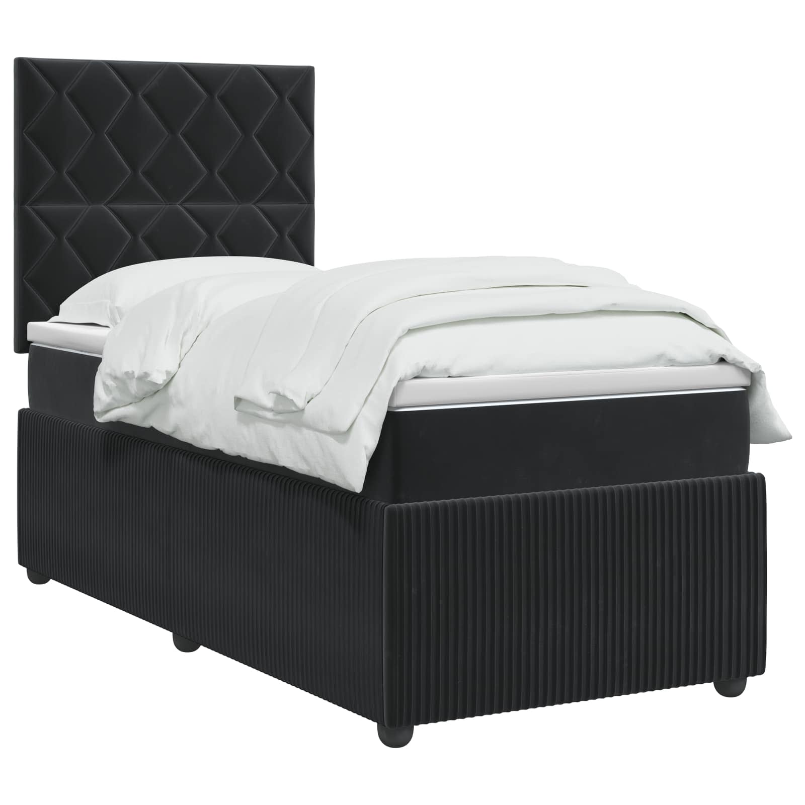 LED Boxspring Bed met Matras Zwart 80 x 200 cm Fluweel