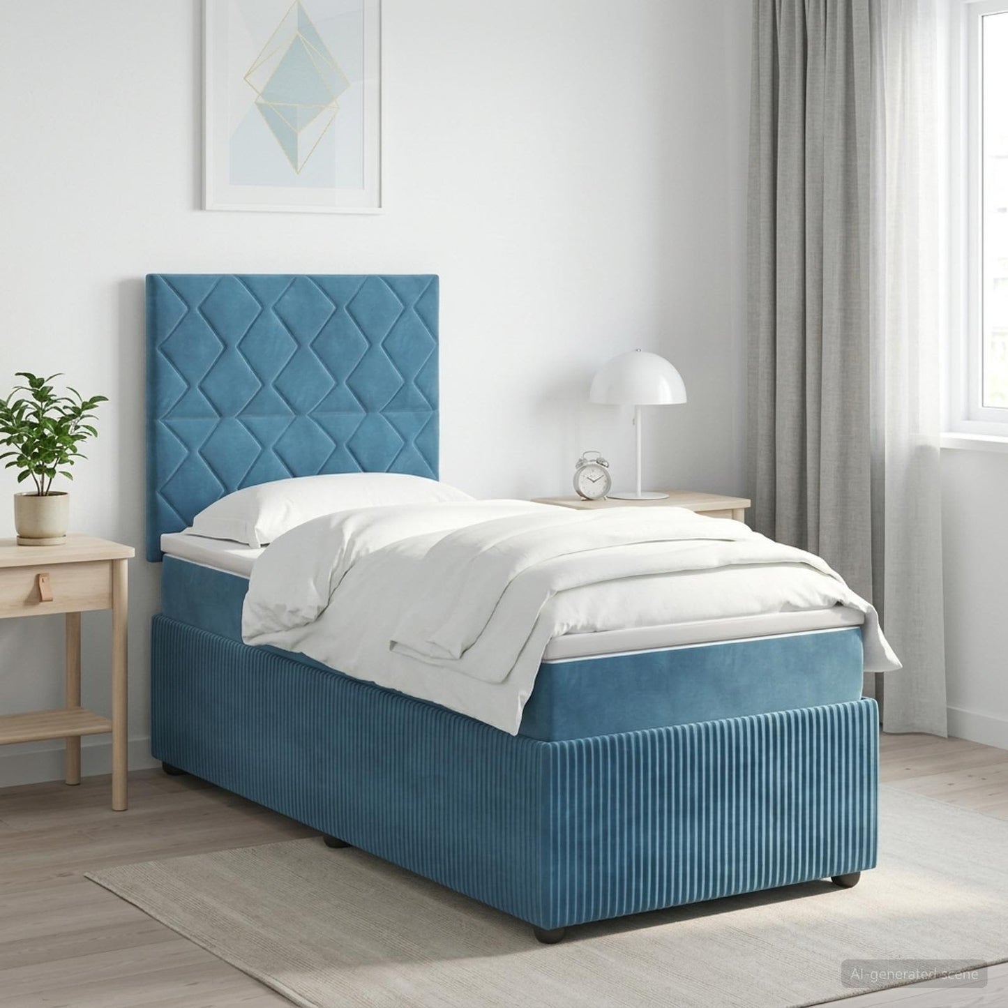 LED Boxspring Bed met Matras Blauw 80 x 200 cm Fluweel