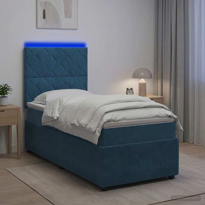 LED Boxspring Bed met Matras Blauw 80 x 200 cm Fluweel