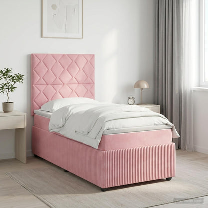 LED Boxspring Bed met Matras Roze 100 x 200 cm Fluweel