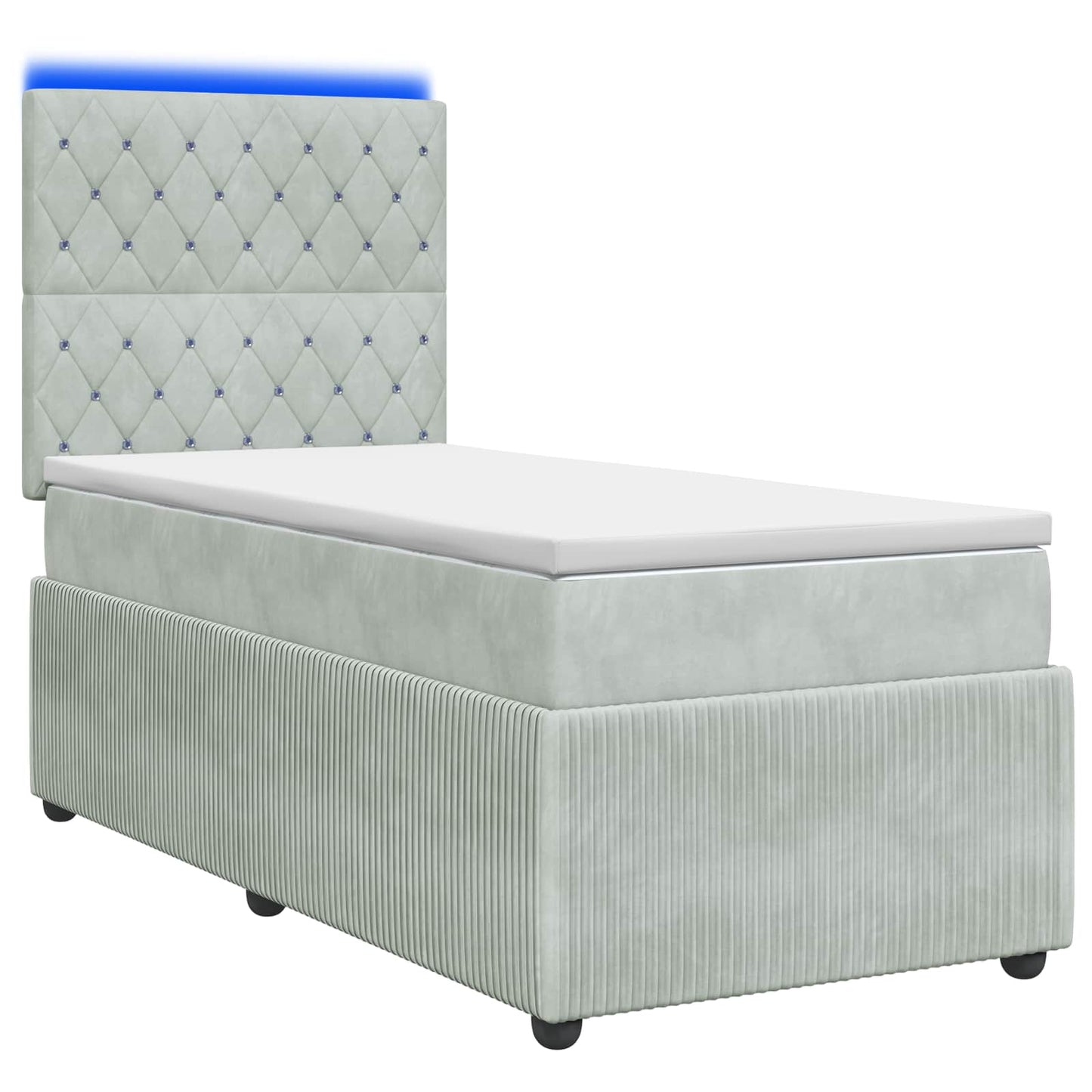 LED Boxspring Bed met Matras Lichtgrijs 90 x 190 cm Fluweel
