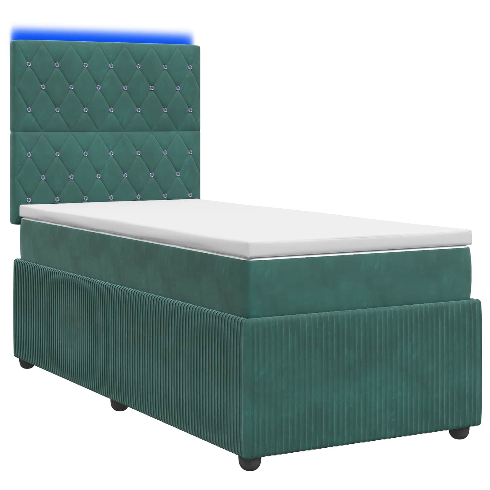 LED Boxspring Bed met Matras Donkergroen 90 x 190 cm Fluweel