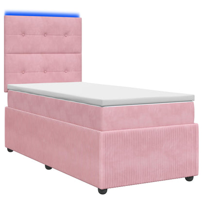 LED Boxspring Bed met Matras Roze 90 x 190 cm Fluweel