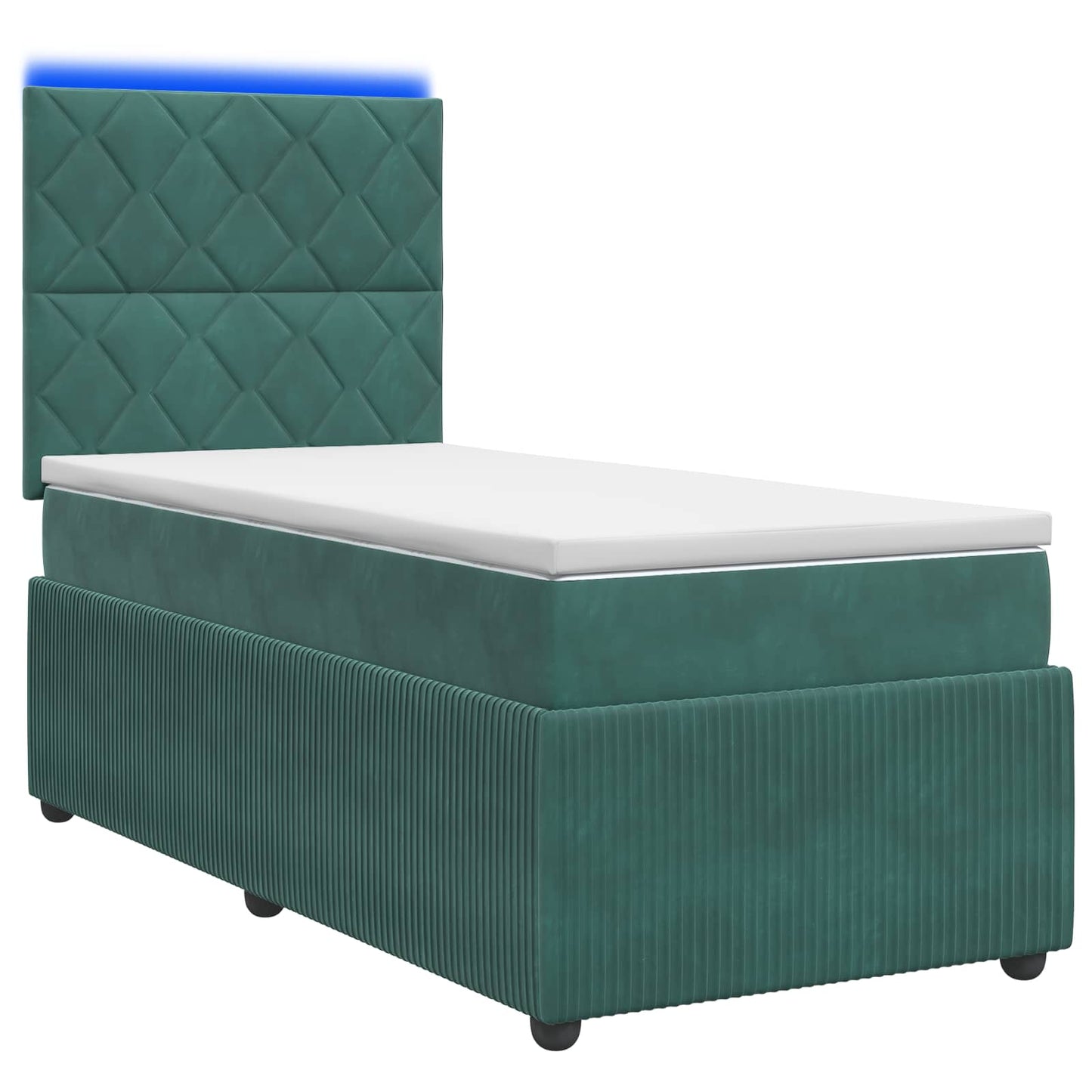 LED Boxspring Bed met Matras Donkergroen 90 x 190 cm Fluweel