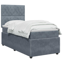 LED Boxspring Bed met Matras Donkergrijs 90 x 200 cm Fluweel