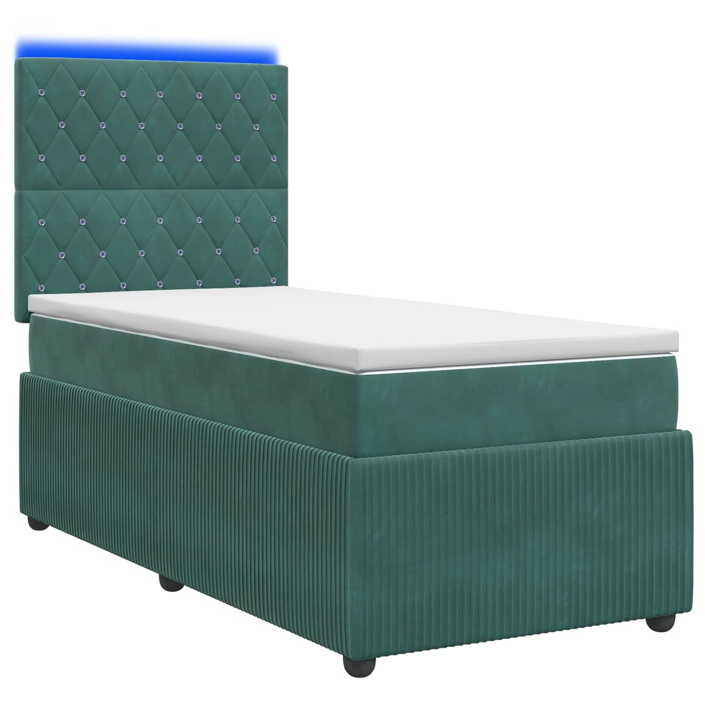LED Boxspring Bed met Matras Donkergroen 90 x 200 cm Fluweel