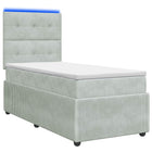 LED Boxspring Bed met Matras Lichtgrijs 90 x 200 cm Fluweel