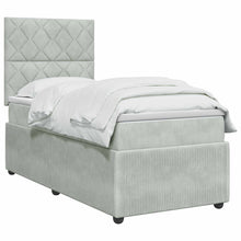 LED Boxspring Bed met Matras Lichtgrijs 90 x 200 cm Fluweel