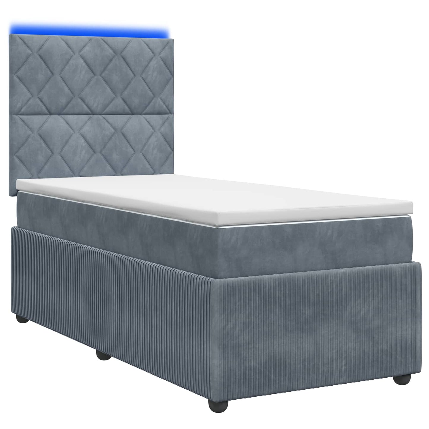 LED Boxspring Bed met Matras Donkergrijs 90 x 200 cm Fluweel