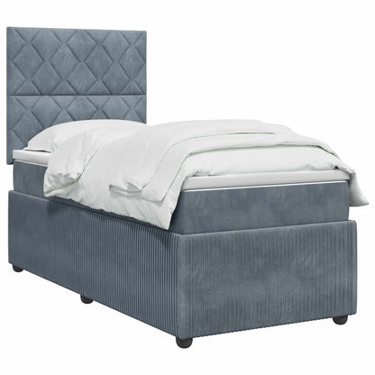 LED Boxspring Bed met Matras Donkergrijs 90 x 200 cm Fluweel