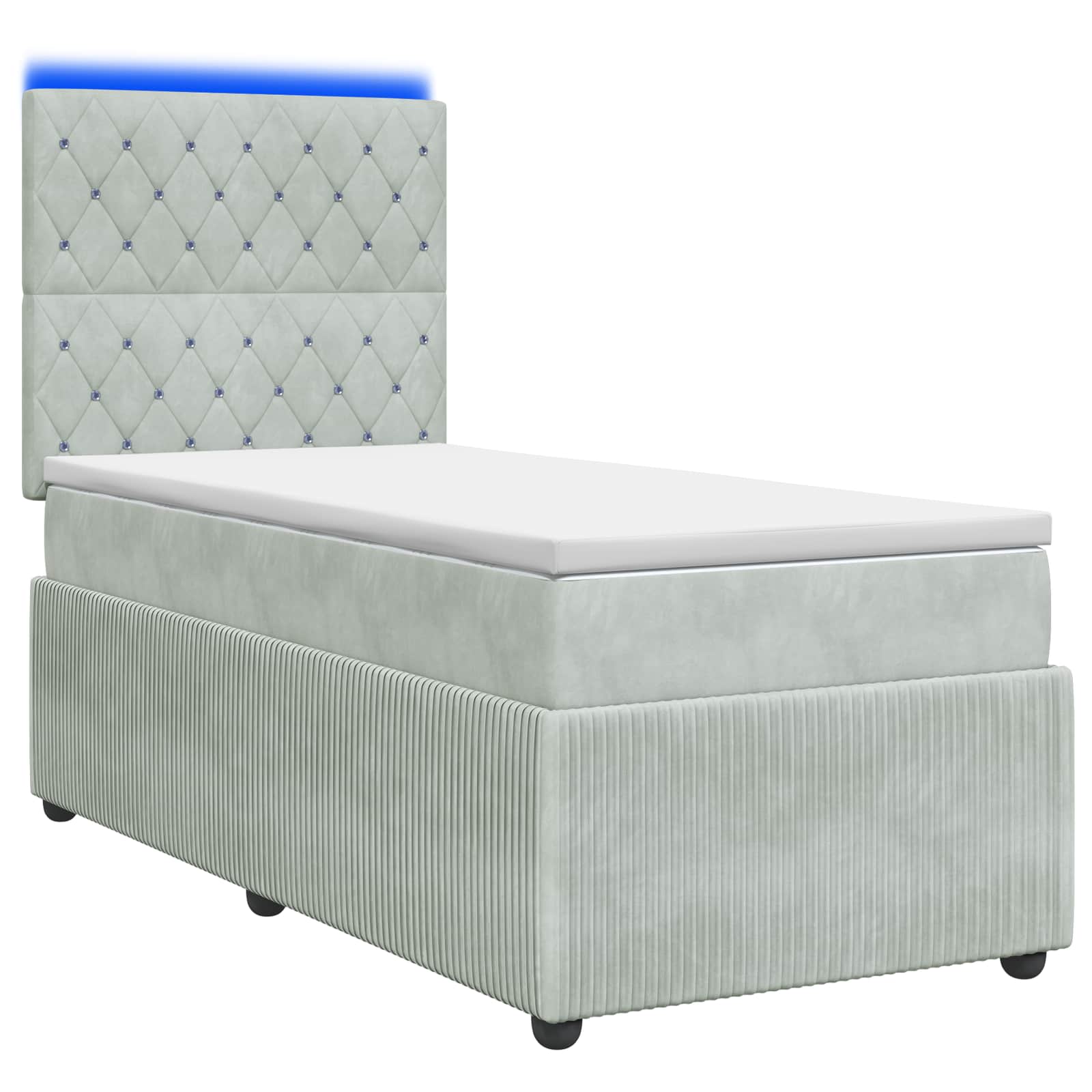 LED Boxspring Bed met Matras Lichtgrijs 100 x 200 cm Fluweel