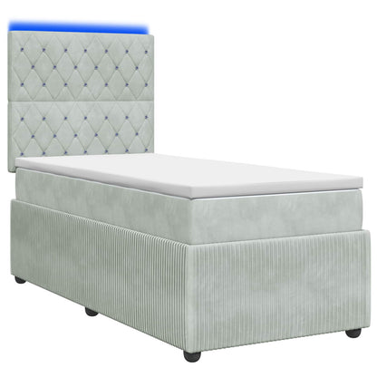 LED Boxspring Bed met Matras Lichtgrijs 100 x 200 cm Fluweel