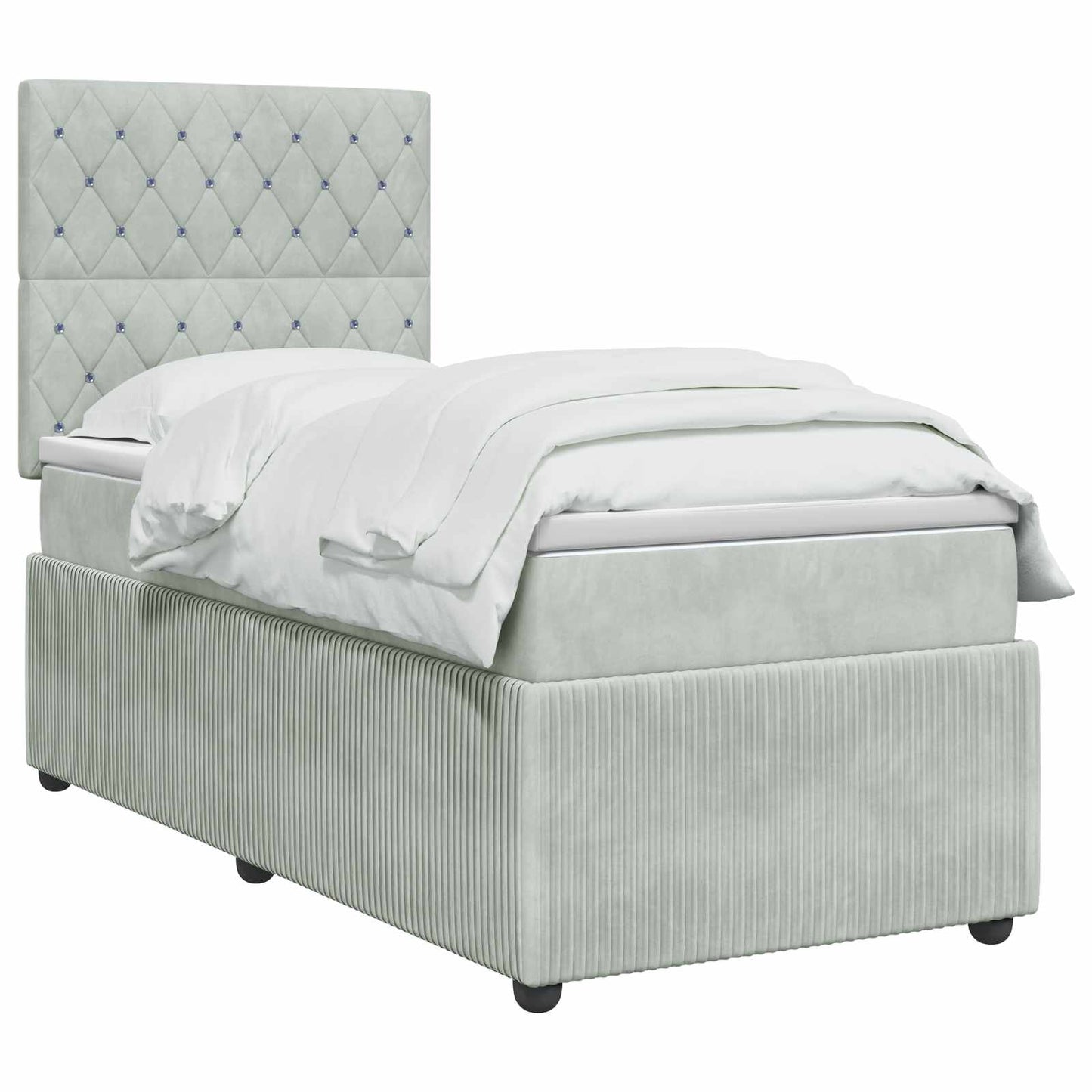 LED Boxspring Bed met Matras Lichtgrijs 100 x 200 cm Fluweel