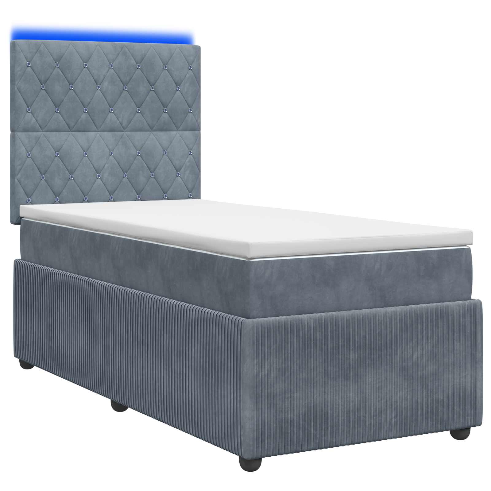 LED Boxspring Bed met Matras Donkergrijs 100 x 200 cm Fluweel