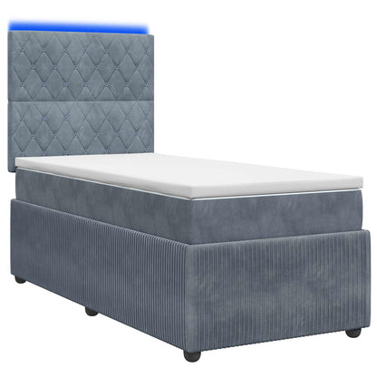 LED Boxspring Bed met Matras Donkergrijs 100 x 200 cm Fluweel