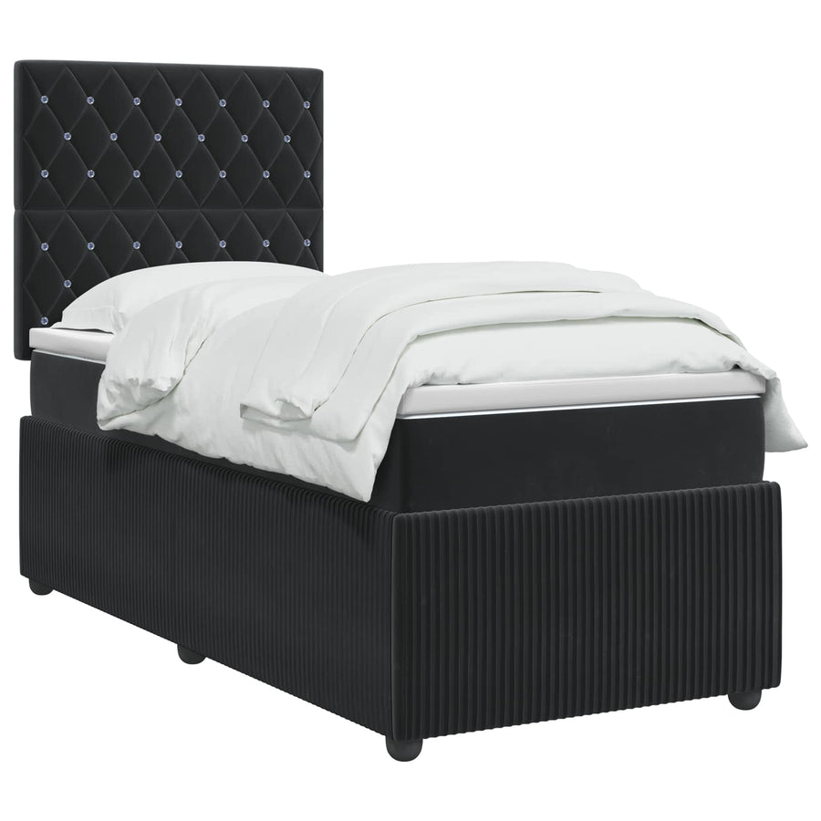 LED Boxspring Bed met Matras Zwart 100 x 200 cm Fluweel