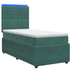 LED Boxspring Bed met Matras Donkergroen 100 x 200 cm Fluweel