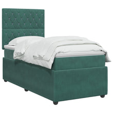 LED Boxspring Bed met Matras Donkergroen 100 x 200 cm Fluweel