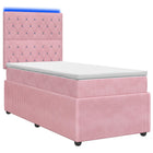 Boxspring bed 100x200 cm roze met LED en opbergruimte