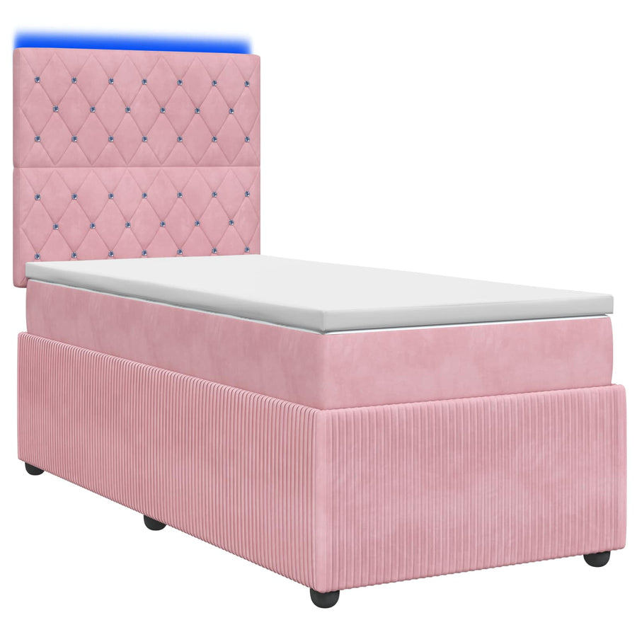 LED Boxspring Bed met Matras Roze 100 x 200 cm Fluweel