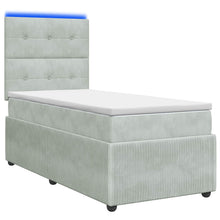 LED Boxspring Bed met Matras Lichtgrijs 100 x 200 cm Fluweel