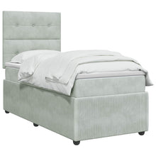 LED Boxspring Bed met Matras Lichtgrijs 100 x 200 cm Fluweel