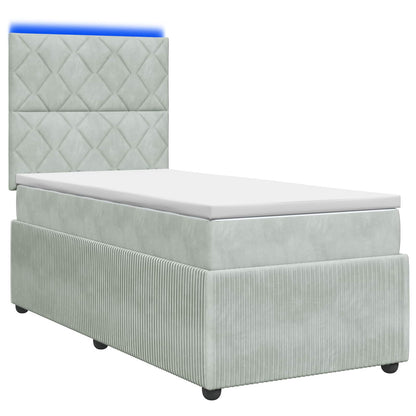 LED Boxspring Bed met Matras Lichtgrijs 100 x 200 cm Fluweel