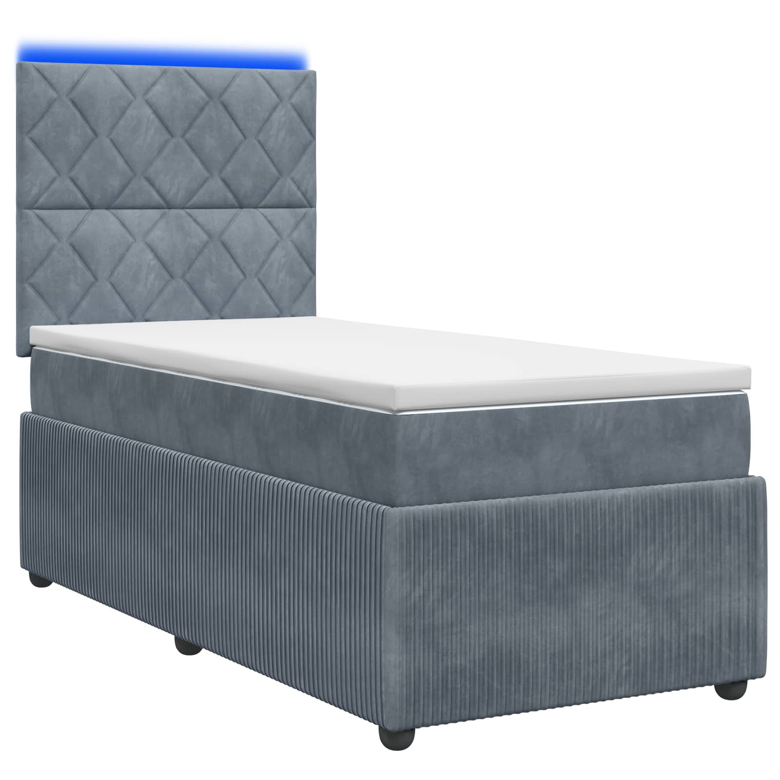 LED Boxspring Bed met Matras Donkergrijs 100 x 200 cm Fluweel