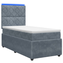 LED Boxspring Bed met Matras Donkergrijs 100 x 200 cm Fluweel