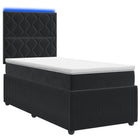 Boxspring bed 100x200 cm zwart fluweel met LED en opbergruimte