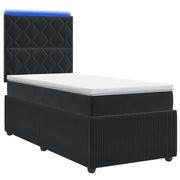 Boxspring bed 100x200 cm zwart fluweel met LED en opbergruimte