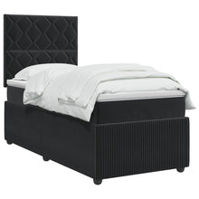 LED Boxspring Bed met Matras Zwart 100 x 200 cm Fluweel