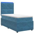 LED Boxspring Bed met Matras Blauw 100 x 200 cm Fluweel