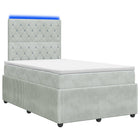 LED Boxspring Bed met Matras Lichtgrijs 120 x 190 cm Fluweel
