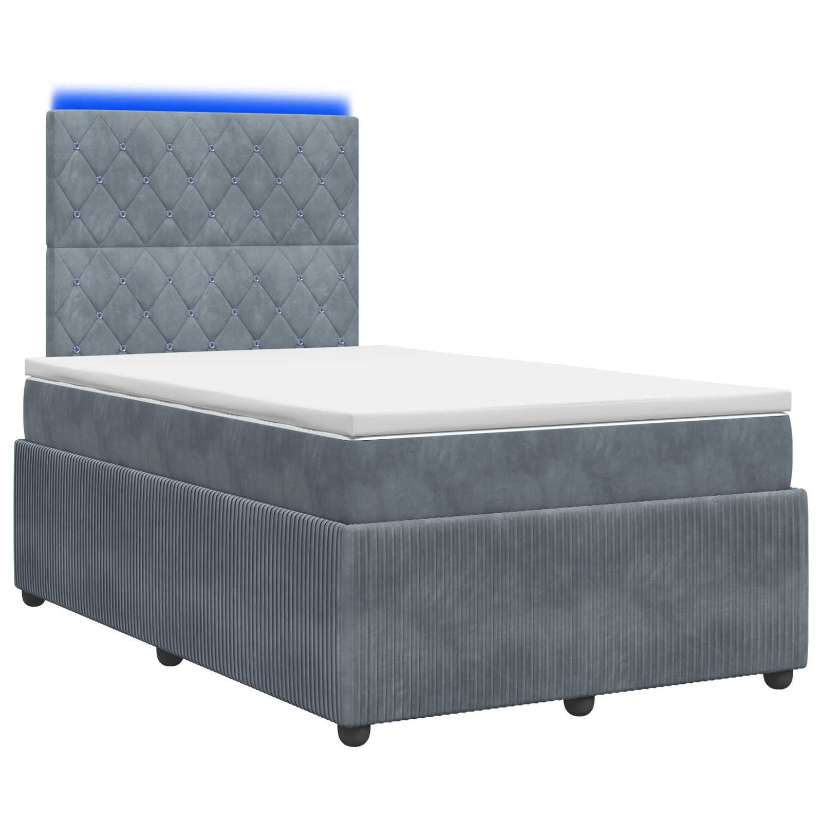 LED Boxspring Bed met Matras Donkergrijs 120 x 190 cm Fluweel
