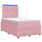 Boxspring bed 120x190 cm roze fluweel met LED en opbergruimte