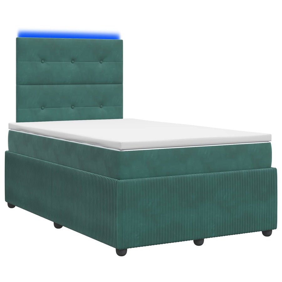 LED Boxspring Bed met Matras Donkergroen 120 x 190 cm Fluweel