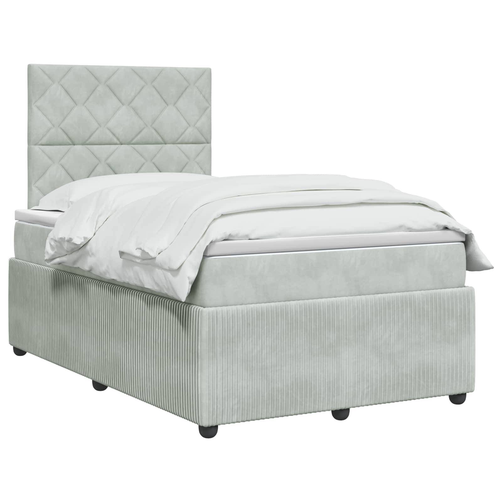 LED Boxspring Bed met Matras Lichtgrijs 120 x 190 cm Fluweel