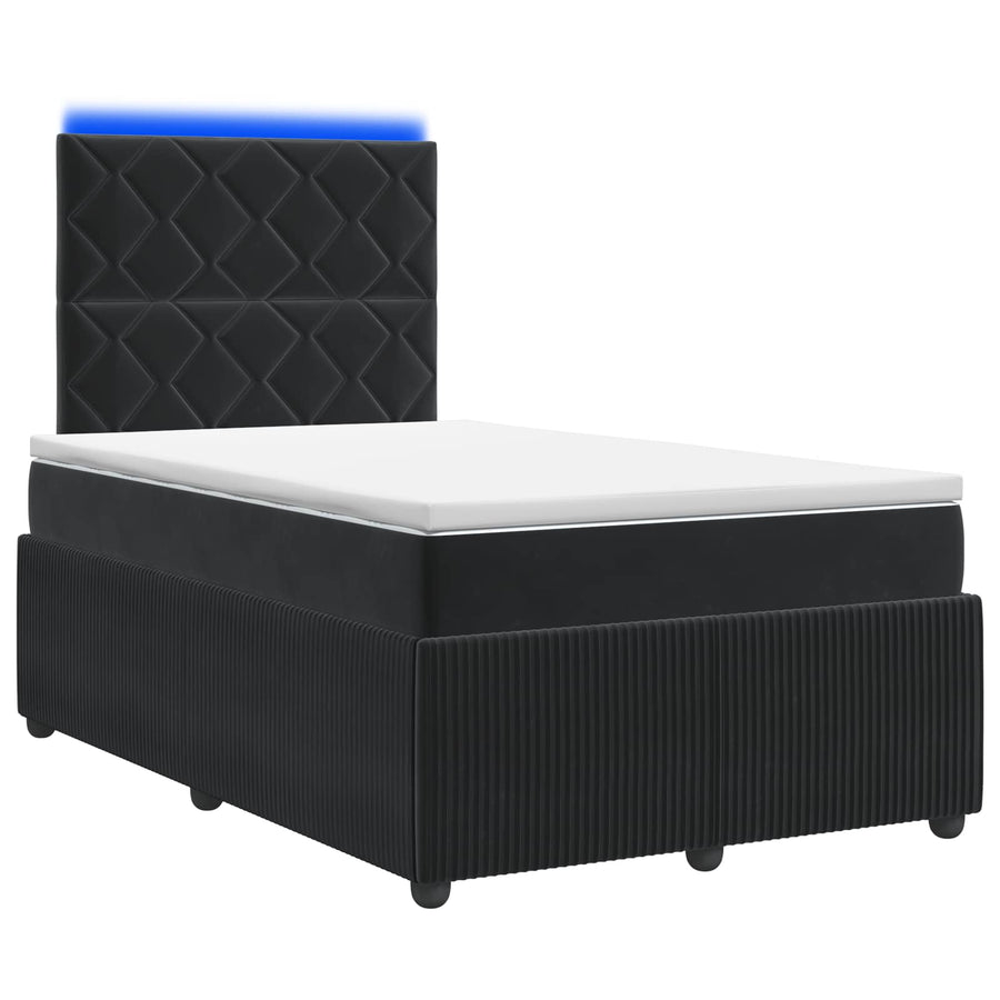 LED Boxspring Bed met Matras Zwart 120 x 190 cm Fluweel