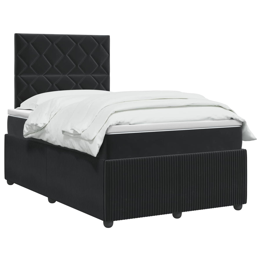 LED Boxspring Bed met Matras Zwart 120 x 190 cm Fluweel